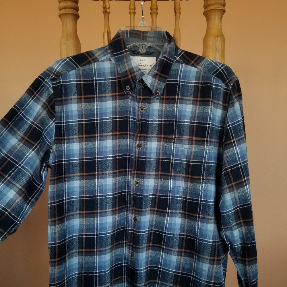 Blue Plaid Button Down Shirt with nice buttons